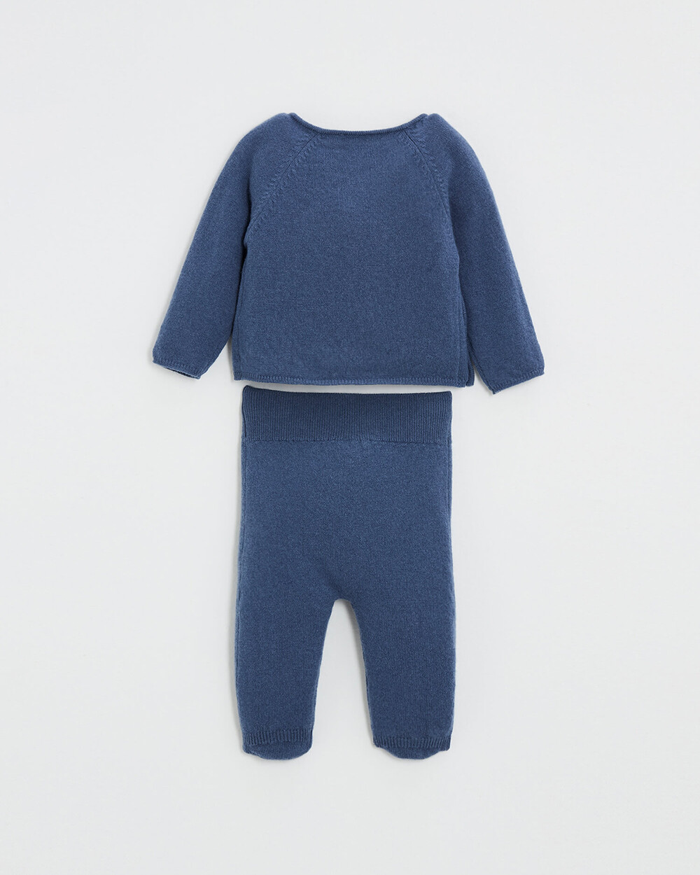 Embroidered Merino wool set Blue color  Natalys