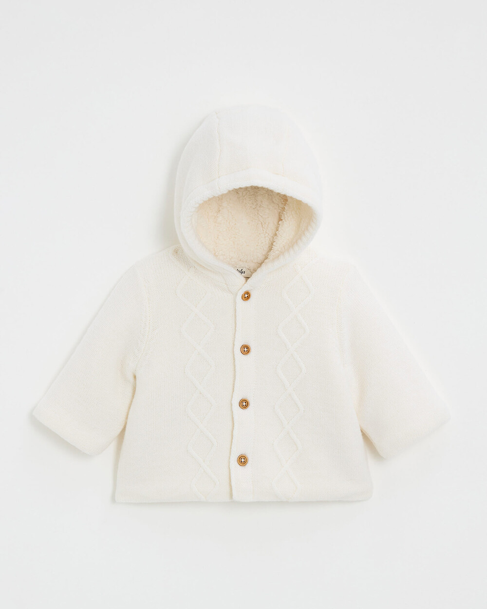 Merino wool hooded jacket Ecru color  Natalys