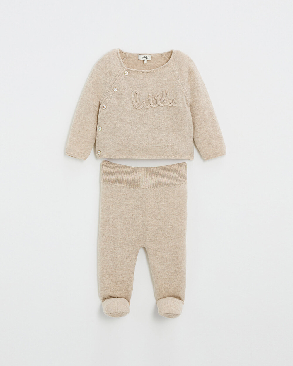 Embroidered Merino wool set Color Beige  Natalys