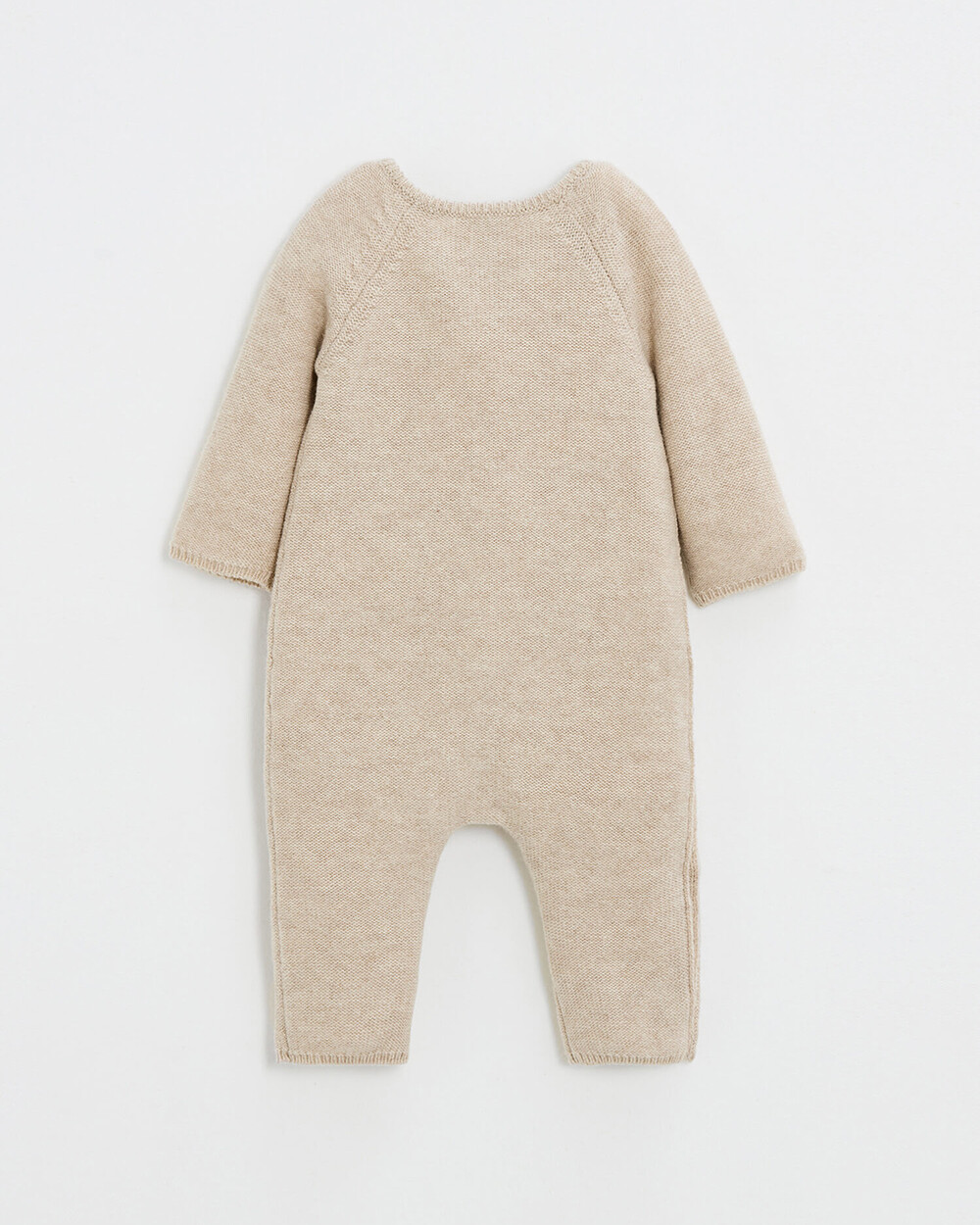 Long footless jumpsuit in Merino wool Color Beige  Natalys