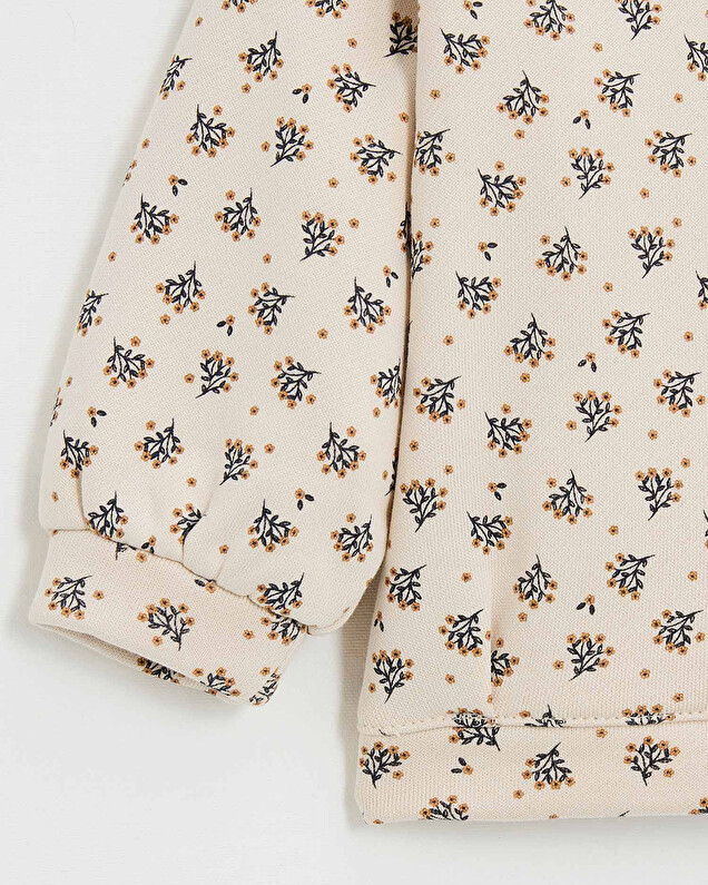 Printed fleece sweatshirt Gold button print  Natalys