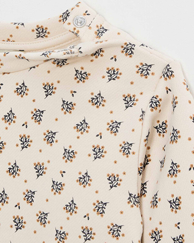 Printed fleece sweatshirt Gold button print  Natalys