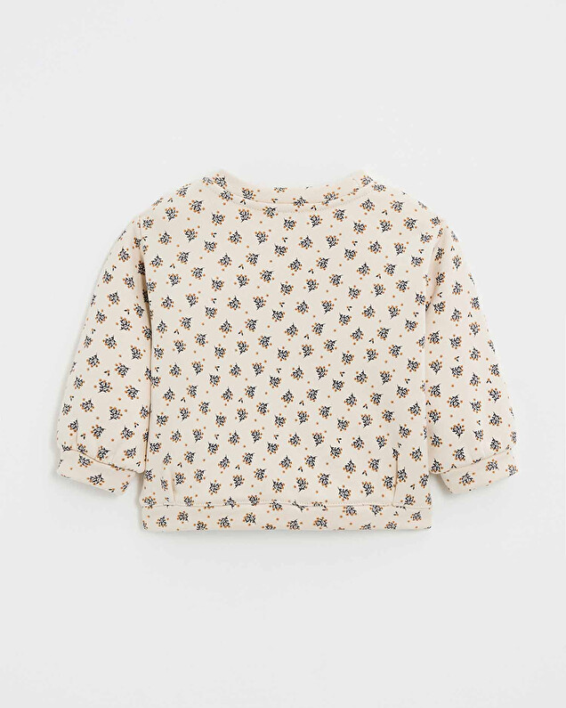 Printed fleece sweatshirt Gold button print  Natalys