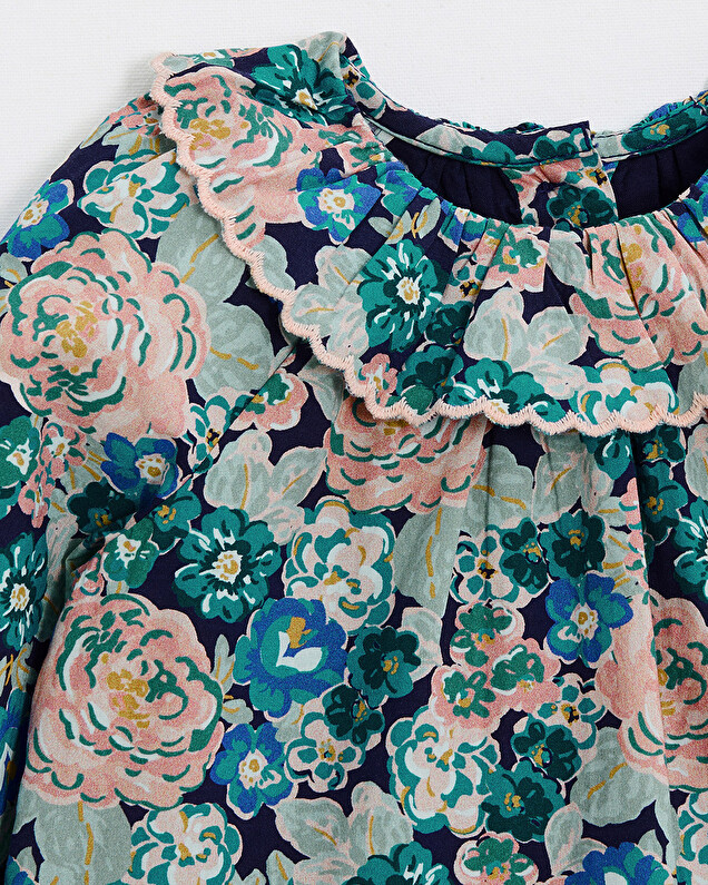 Printed poplin blouse Large flower print  Natalys