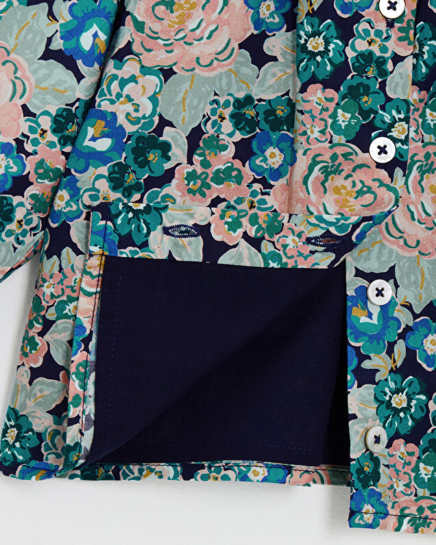 Printed poplin blouse Large flower print  Natalys