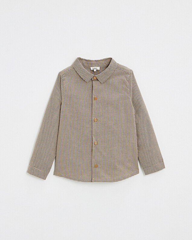 Gingham shirt Anthracite grey/beige color  Natalys