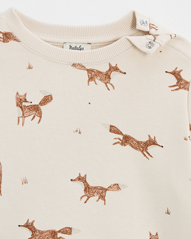 Printed fleece sweatshirt Fox print  Natalys