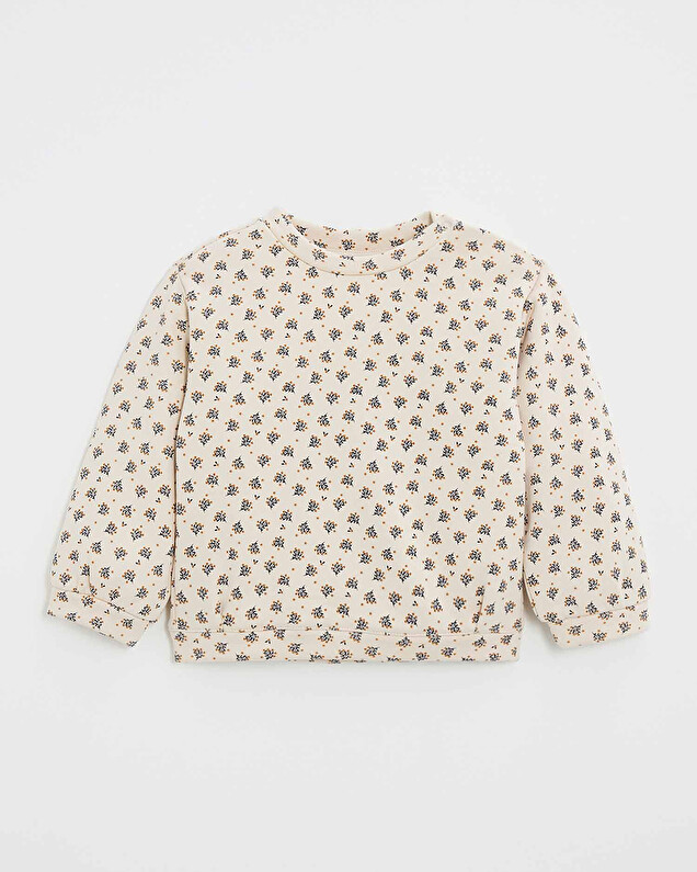 Printed fleece sweatshirt Gold button print  Natalys