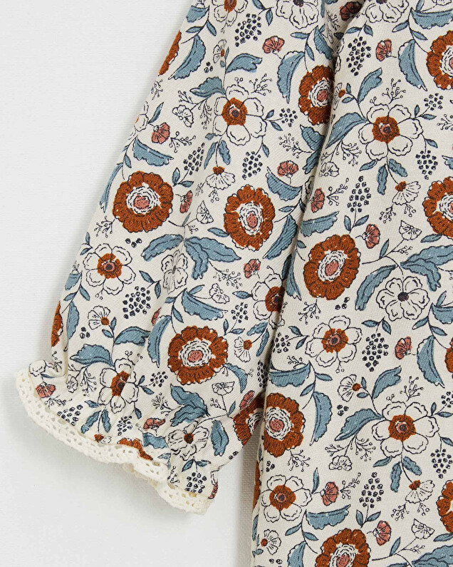 One-piece printed pajamas Folk flower print  Natalys