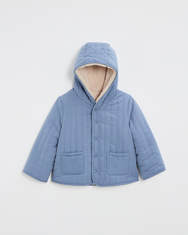 Reversible water-repellent coat Night blue color  Natalys
