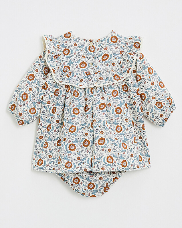 Long sleeve printed dress Folk flower print  Natalys