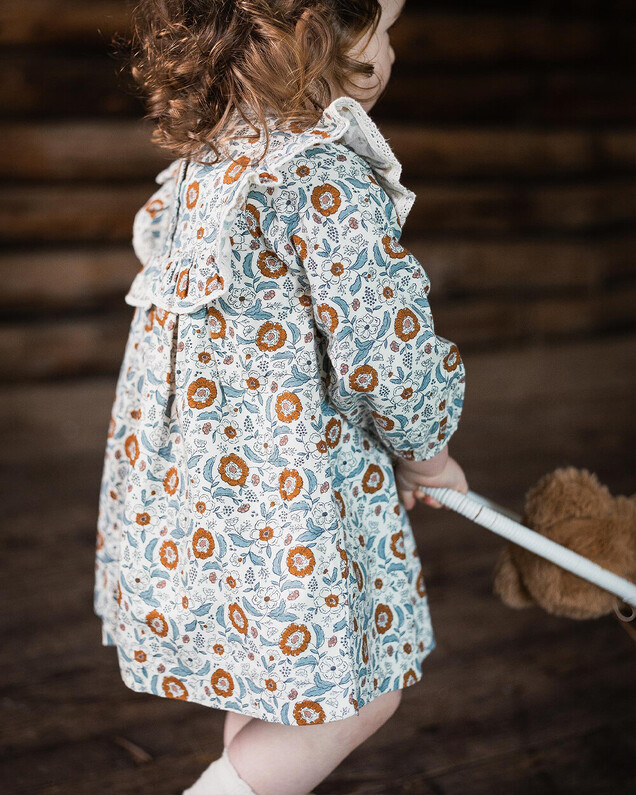 Long sleeve printed dress Folk flower print  Natalys