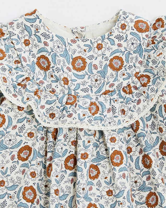 Long sleeve printed dress Folk flower print  Natalys