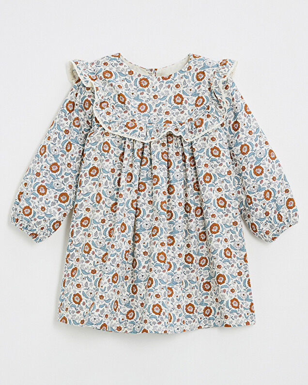Long sleeve printed dress Folk flower print Natalys