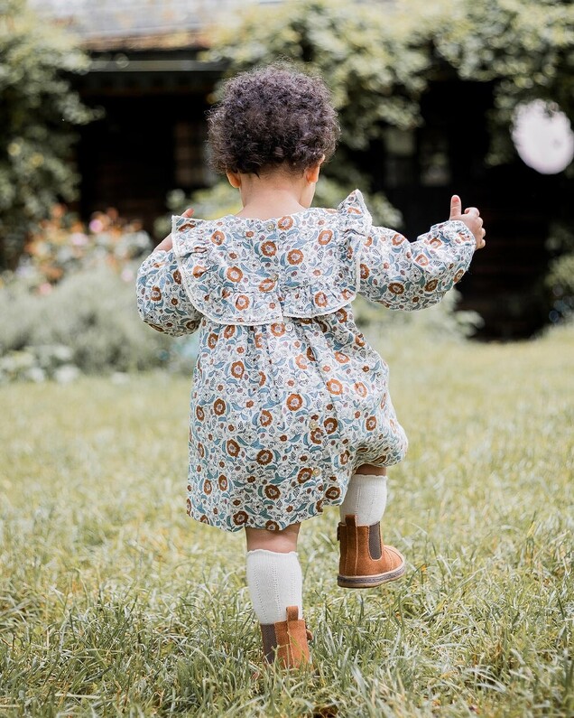 Long sleeve printed dress Folk flower print Natalys
