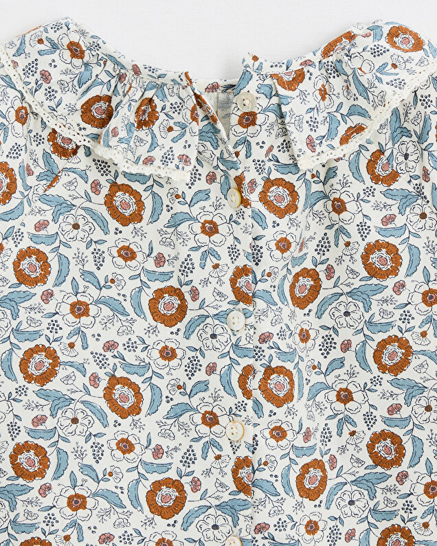 Long sleeve printed dress Folk flower print Natalys