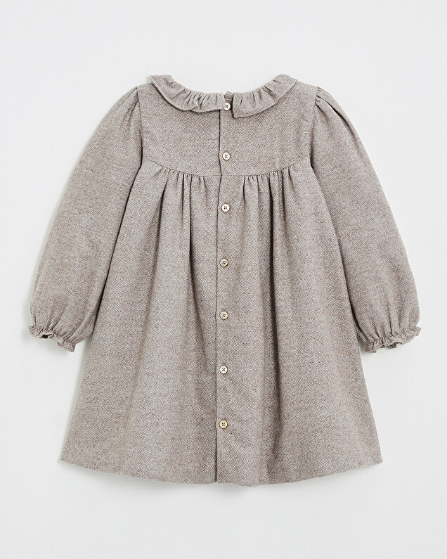 Long sleeve flannel dress Beige color Natalys