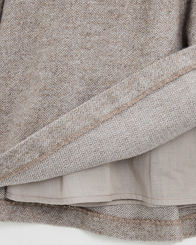 Long sleeve flannel dress Beige color Natalys