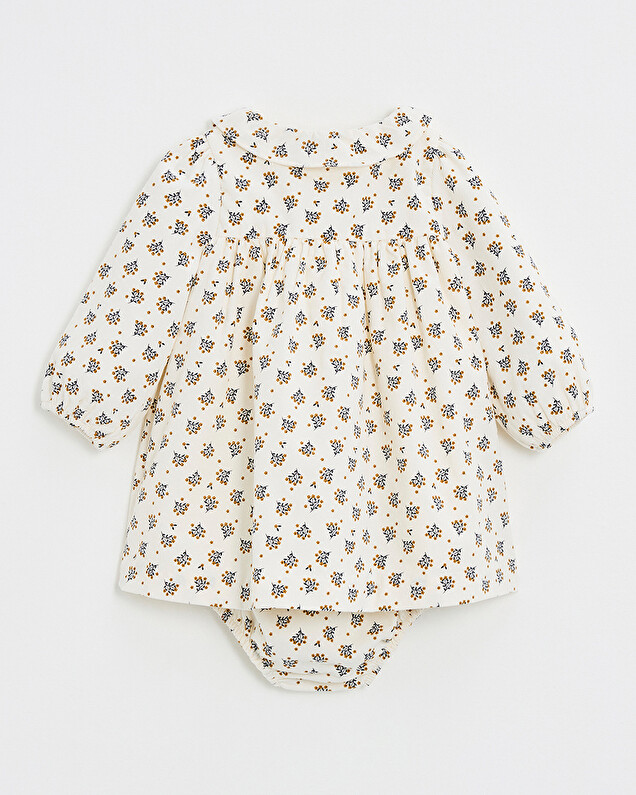 Long sleeve velvet dress Gold button print  Natalys