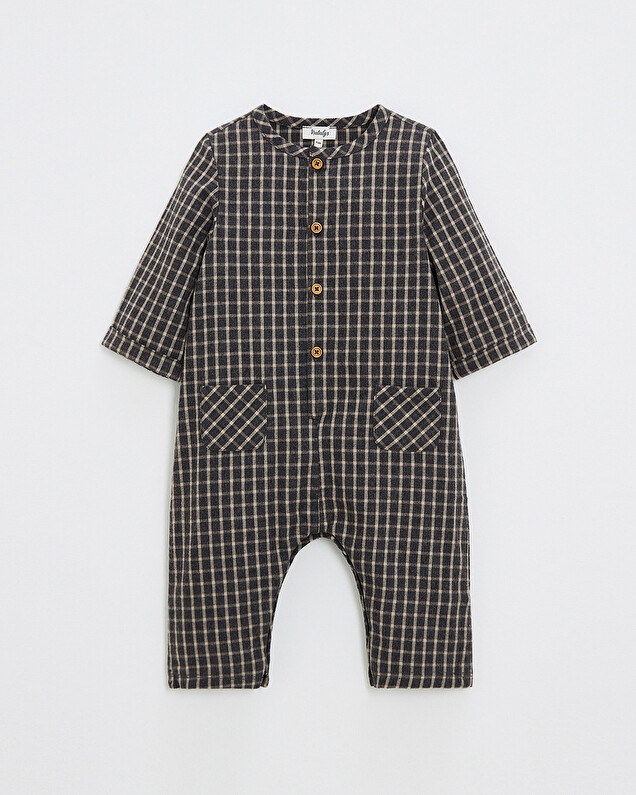 One-piece flannel pajamas Heather anthracite gray color  Natalys