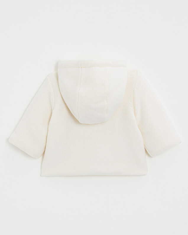Merino wool hooded jacket Ecru color  Natalys