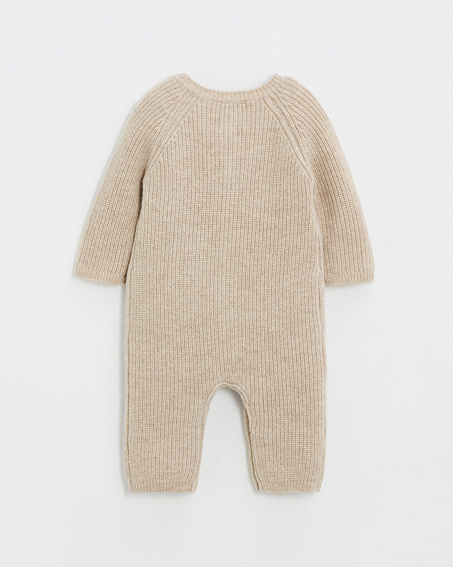 Long footless jumpsuit in Merino wool Color Beige  Natalys