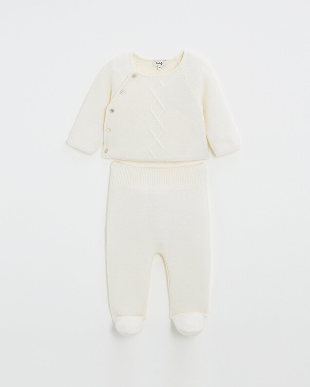 Merino wool set Ecru color  Natalys