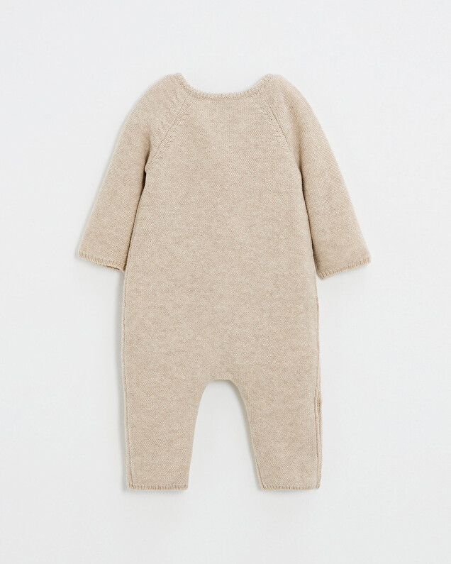 Long footless jumpsuit in Merino wool Color Beige  Natalys