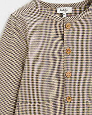 Gingham shirt Anthracite grey/beige color  Natalys