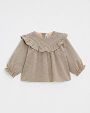 Gingham blouse Anthracite grey/beige color  Natalys
