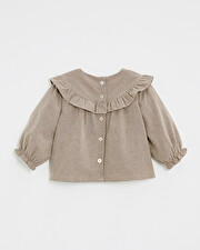 Gingham blouse Anthracite grey/beige color  Natalys