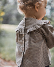 Gingham blouse Anthracite grey/beige color  Natalys
