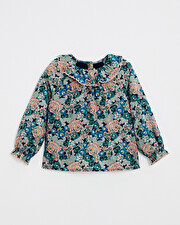 Printed poplin blouse Large flower print  Natalys