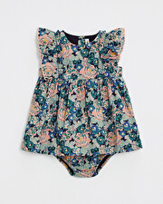 Sleeveless poplin dress Large flower print  Natalys