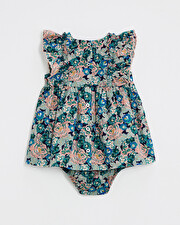 Sleeveless poplin dress Large flower print  Natalys