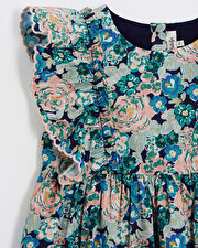 Sleeveless poplin dress Large flower print  Natalys