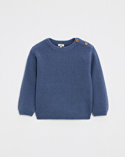 Fancy knit sweater Night blue color  Natalys
