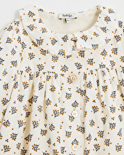 Long sleeve velvet dress Gold button print  Natalys