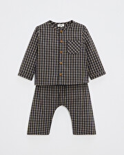 Two-piece flannel pajamas Heather anthracite gray color  Natalys