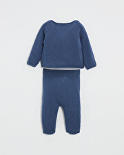 Embroidered Merino wool set Blue color  Natalys