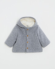 Merino wool hooded jacket Grey color  Natalys