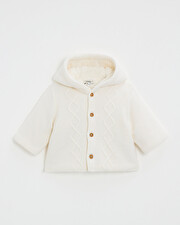 Merino wool hooded jacket Ecru color  Natalys