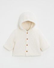 Merino wool hooded jacket Ecru color  Natalys
