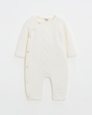Long footless jumpsuit in Merino wool Ecru color  Natalys