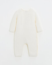 Long footless jumpsuit in Merino wool Ecru color  Natalys