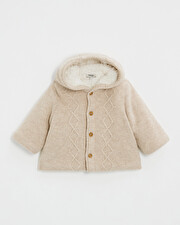 Merino wool hooded jacket Color Beige  Natalys