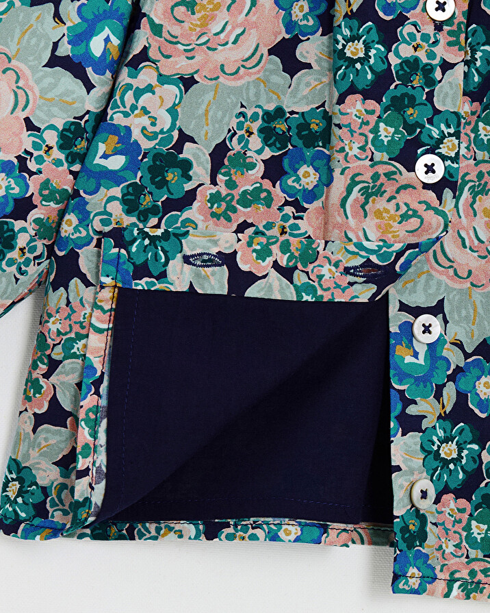 Printed poplin blouse Large flower print  Natalys