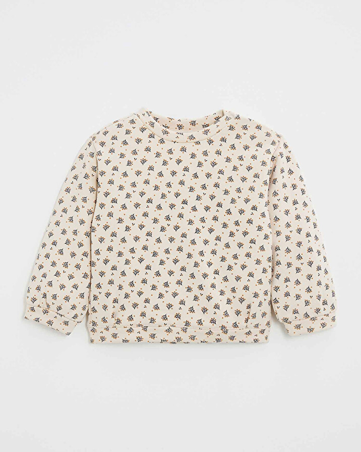 Printed fleece sweatshirt Gold button print  Natalys