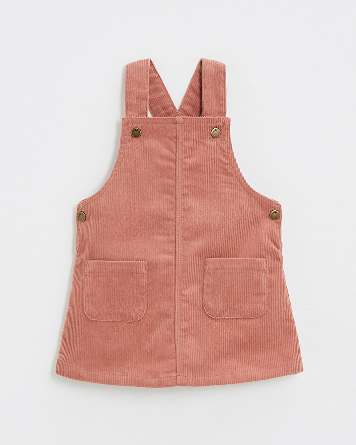 Velvet overall dress Begonia pink colors  Natalys