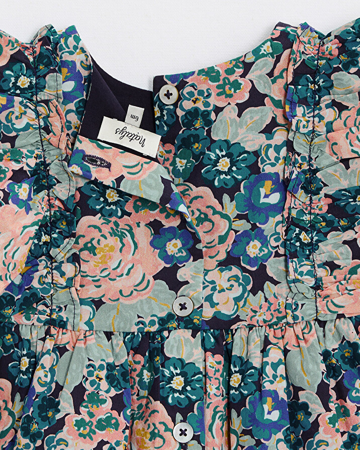 Sleeveless poplin dress Large flower print  Natalys